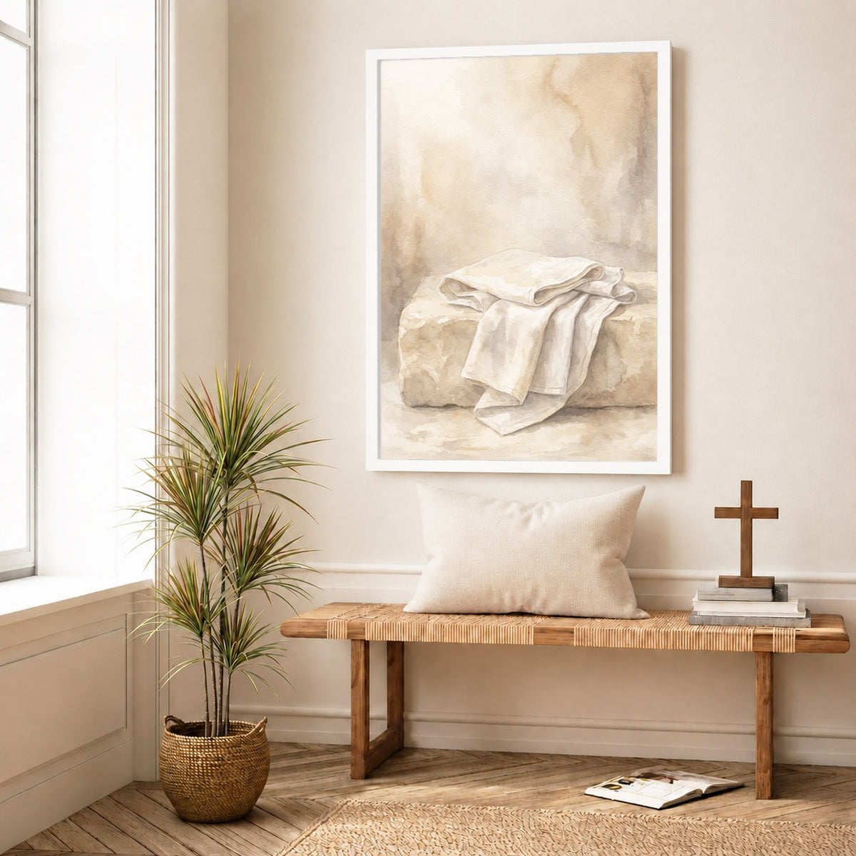 Empty Tomb Linen Cloth Christian Wall Art Poster/Canvas