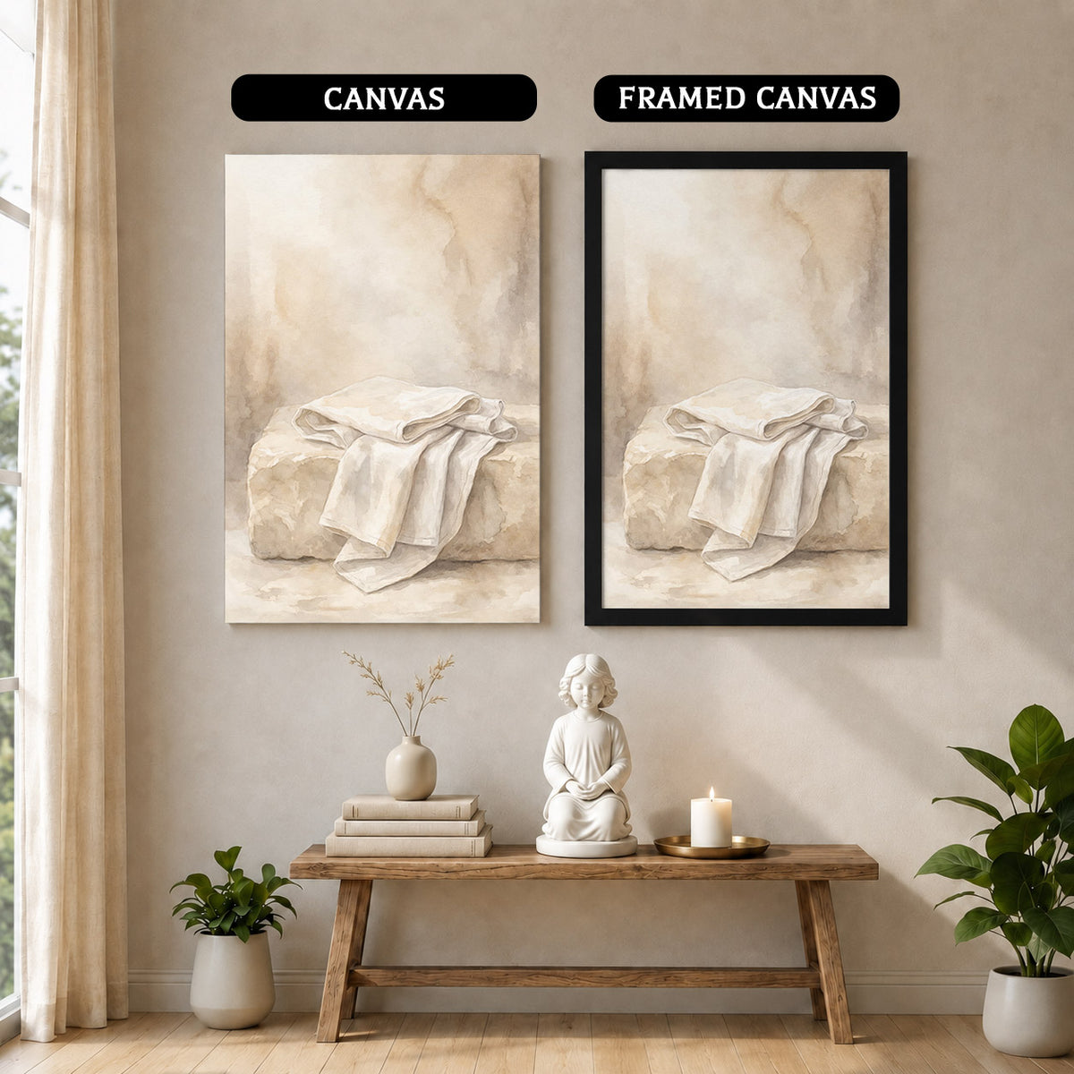 Empty Tomb Linen Cloth Christian Wall Art Poster/Canvas