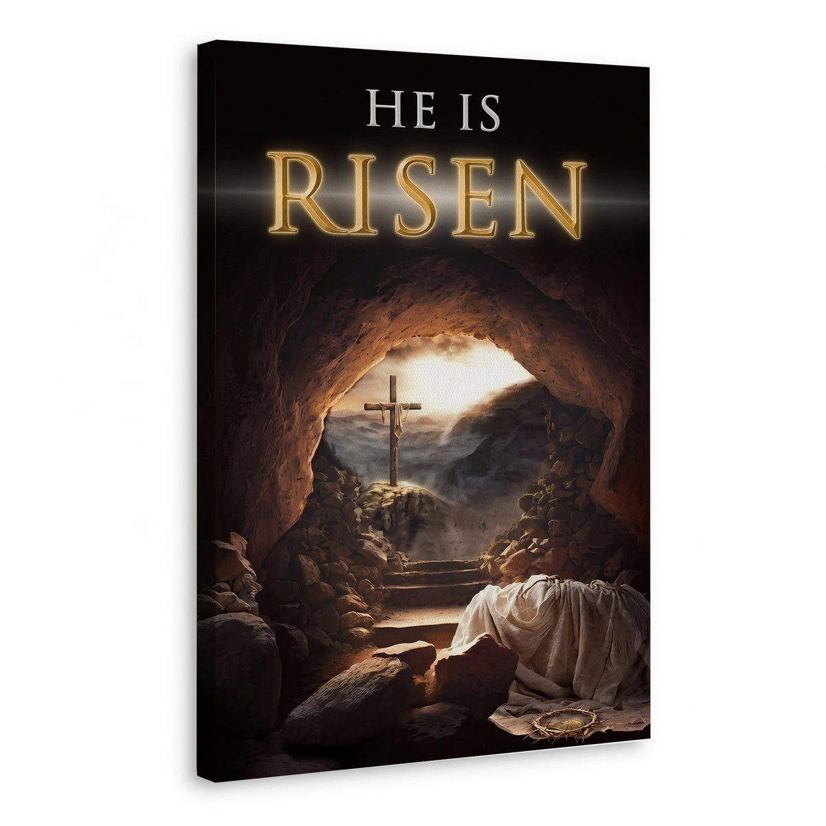 He Is Risen Empty Tomb Christian Wall Art – Victory of Resurrection Wall Art Poster/Canvas