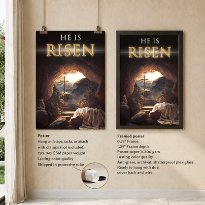 He Is Risen Empty Tomb Christian Wall Art – Victory of Resurrection Wall Art Poster/Canvas