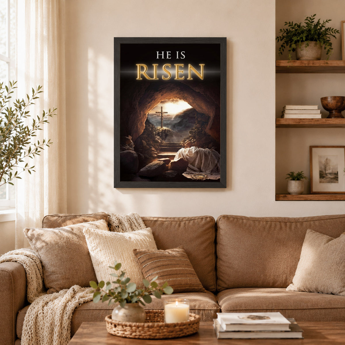 He Is Risen Empty Tomb Christian Wall Art – Victory of Resurrection Wall Art Poster/Canvas
