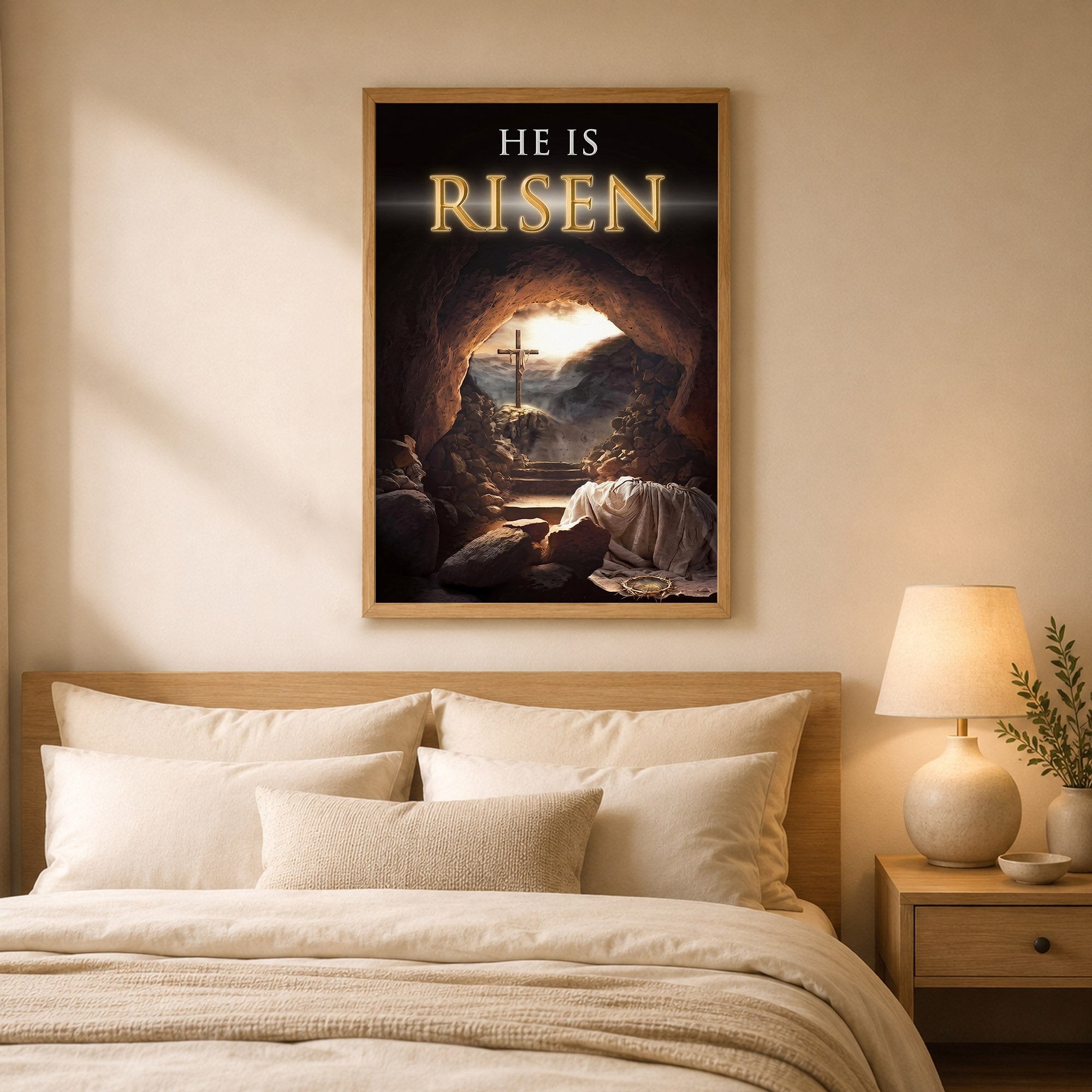 He Is Risen Empty Tomb Christian Wall Art – Victory of Resurrection Wall Art Poster/Canvas