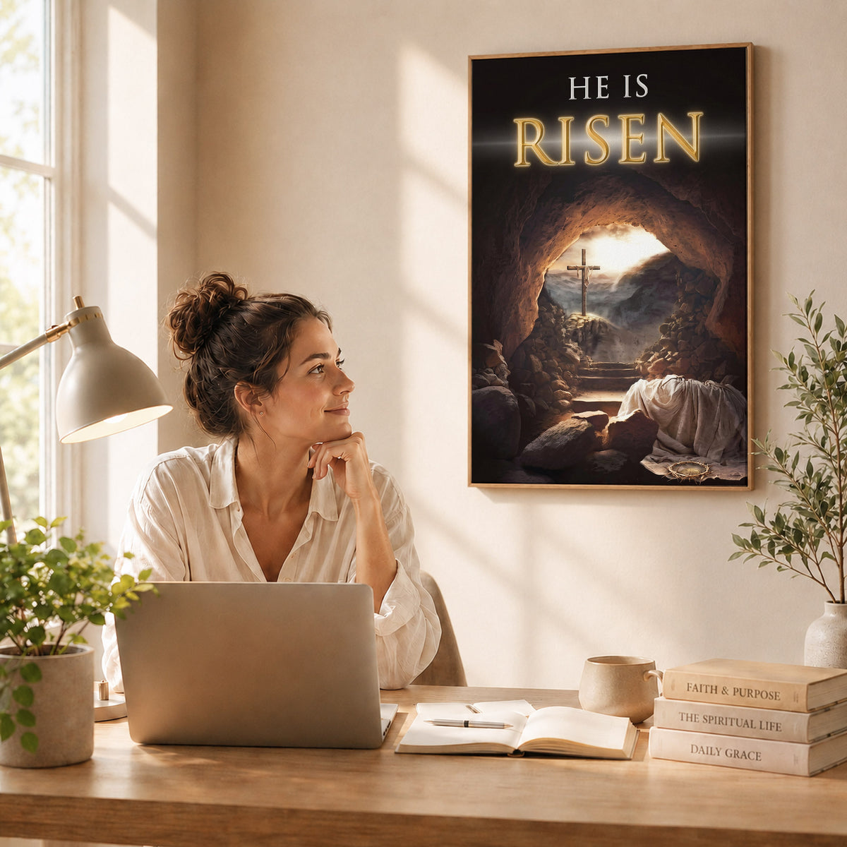 He Is Risen Empty Tomb Christian Wall Art – Victory of Resurrection Wall Art Poster/Canvas