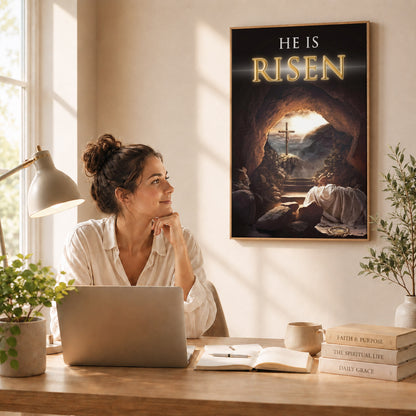 He Is Risen Empty Tomb Christian Wall Art – Victory of Resurrection Wall Art Poster/Canvas