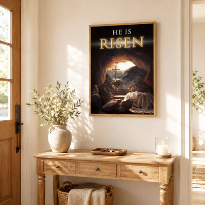 He Is Risen Empty Tomb Christian Wall Art – Victory of Resurrection Wall Art Poster/Canvas