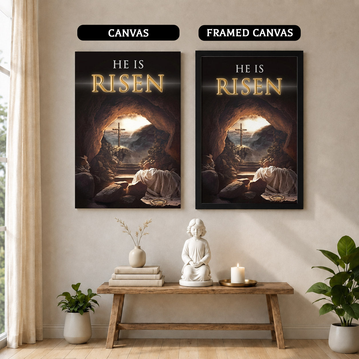 He Is Risen Empty Tomb Christian Wall Art – Victory of Resurrection Wall Art Poster/Canvas