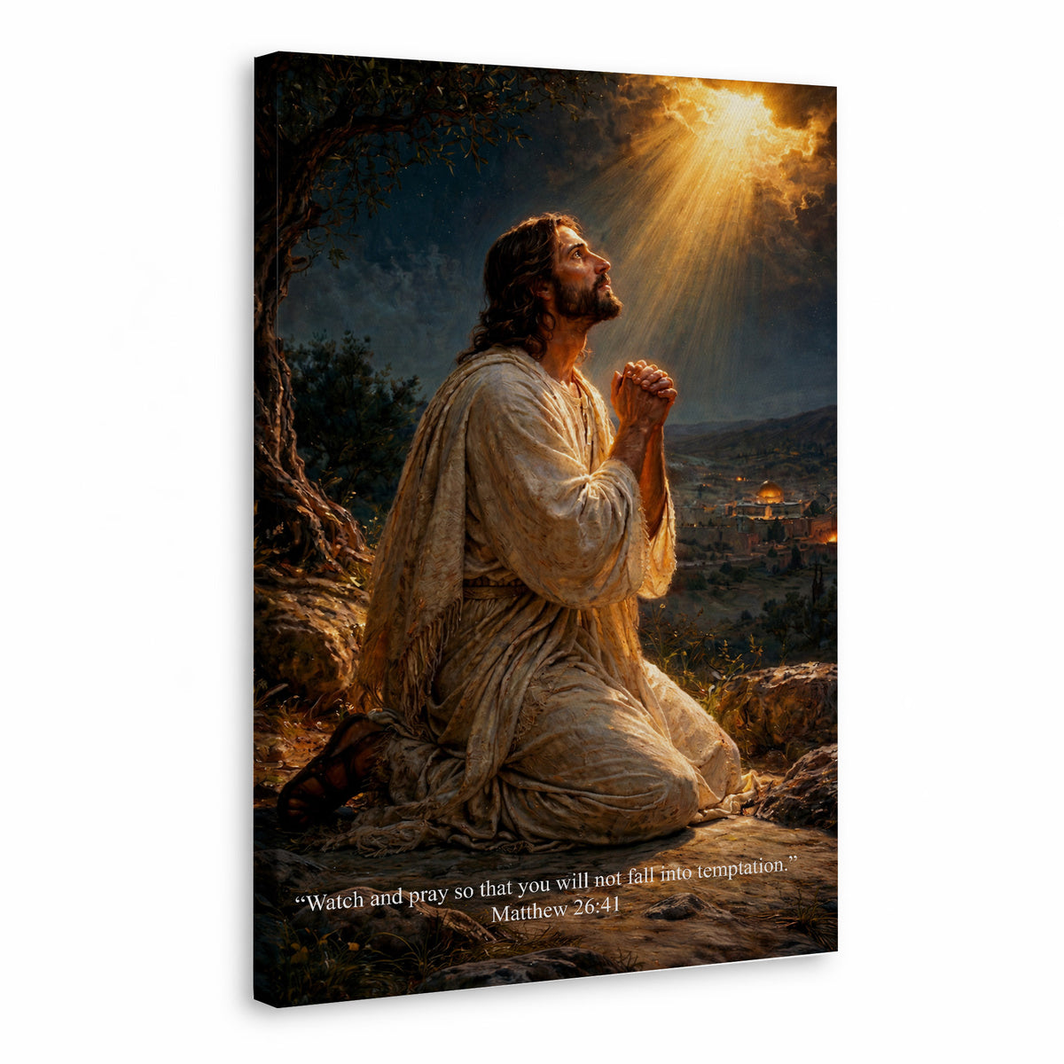Jesus Praying in Gethsemane Scripture Wall Art Poster/Canvas