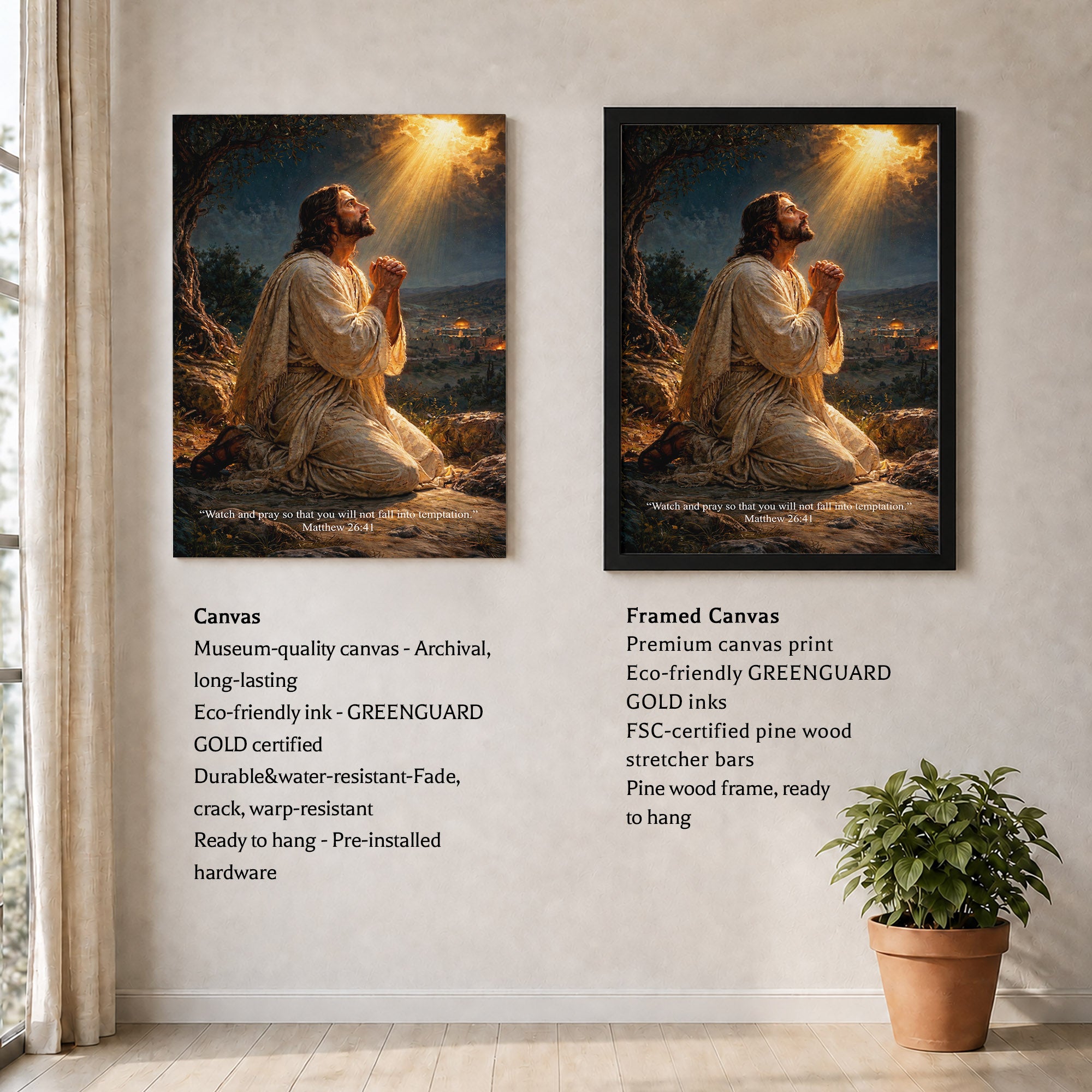 Jesus Praying in Gethsemane Scripture Wall Art Poster/Canvas