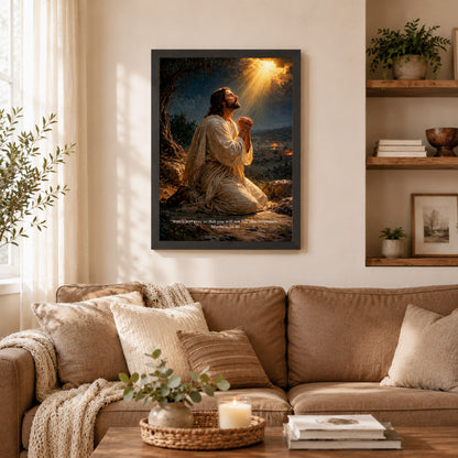 Jesus Praying in Gethsemane Scripture Wall Art Poster/Canvas