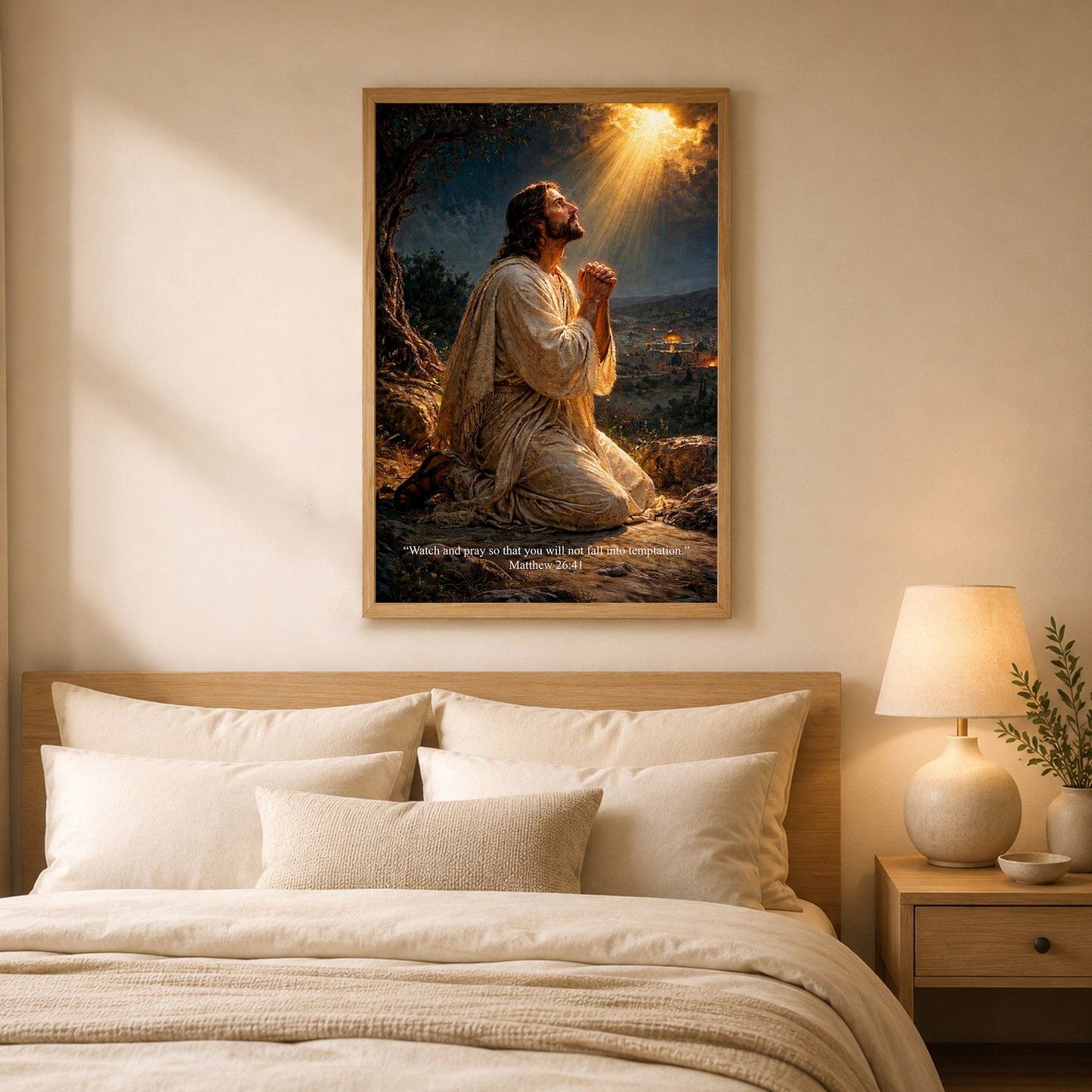 Jesus Praying in Gethsemane Scripture Wall Art Poster/Canvas