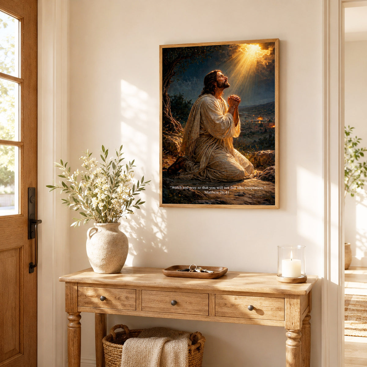 Jesus Praying in Gethsemane Scripture Wall Art Poster/Canvas