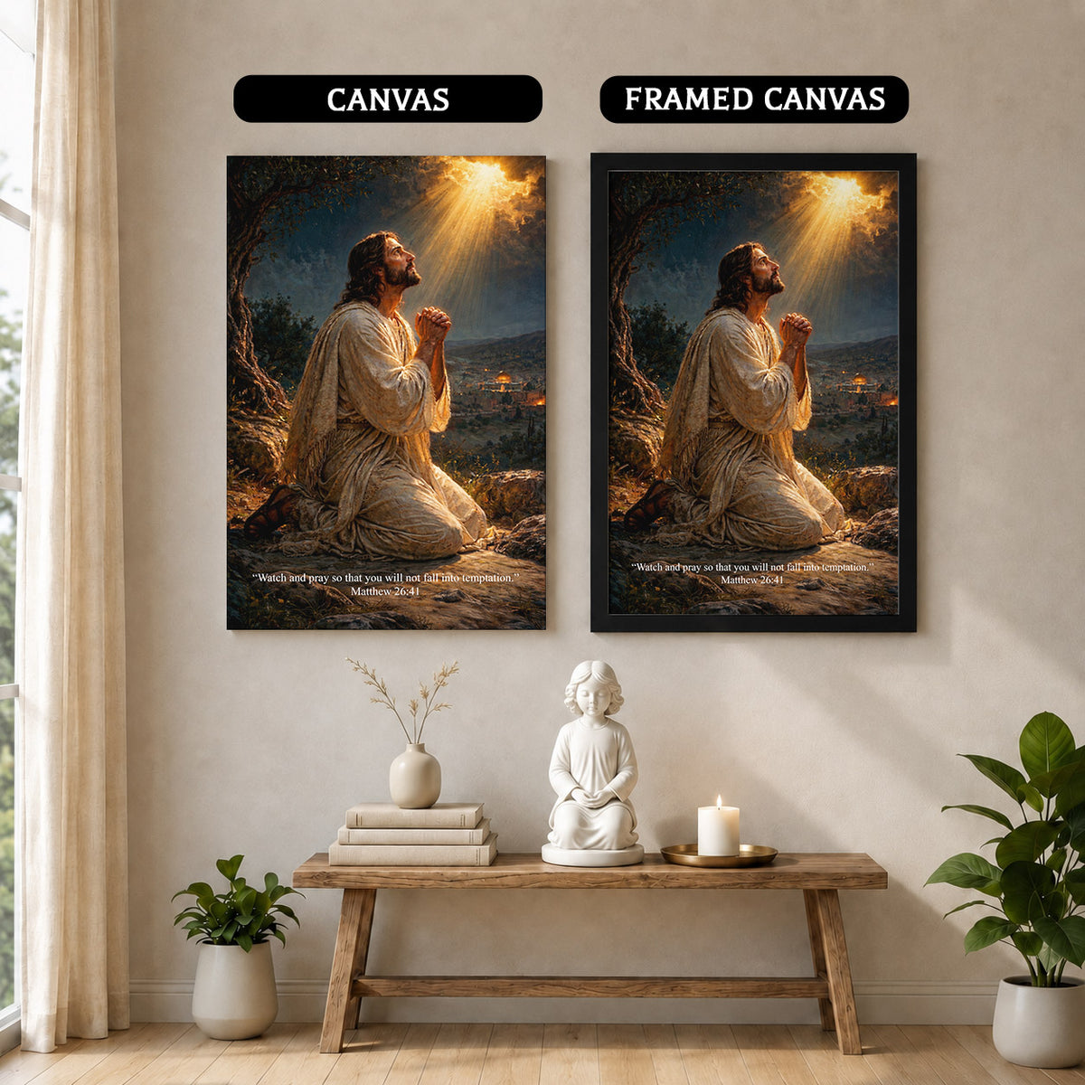 Jesus Praying in Gethsemane Scripture Wall Art Poster/Canvas