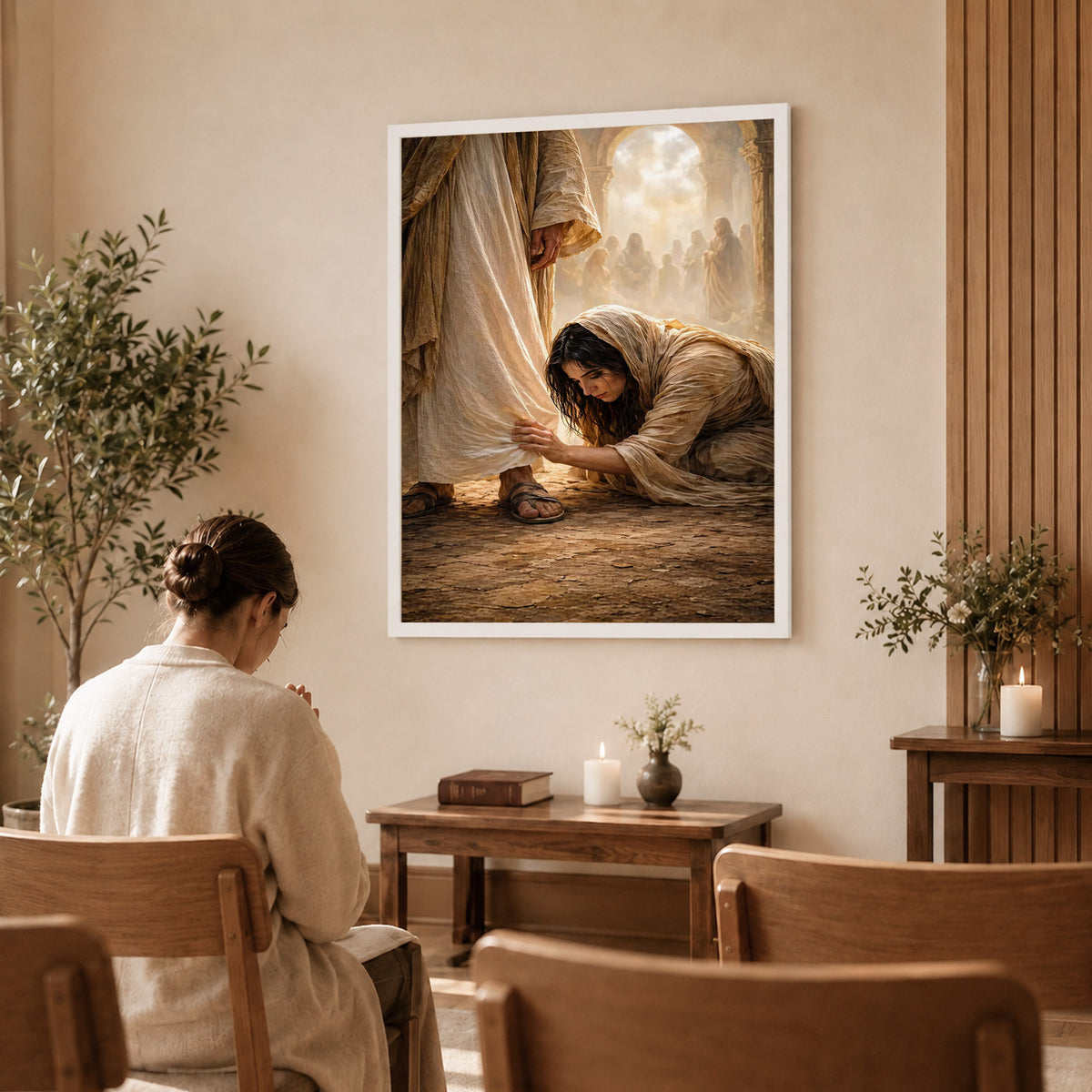 Faith in the Messiah – Touch of His Garment Christian Art Poster/Canvas
