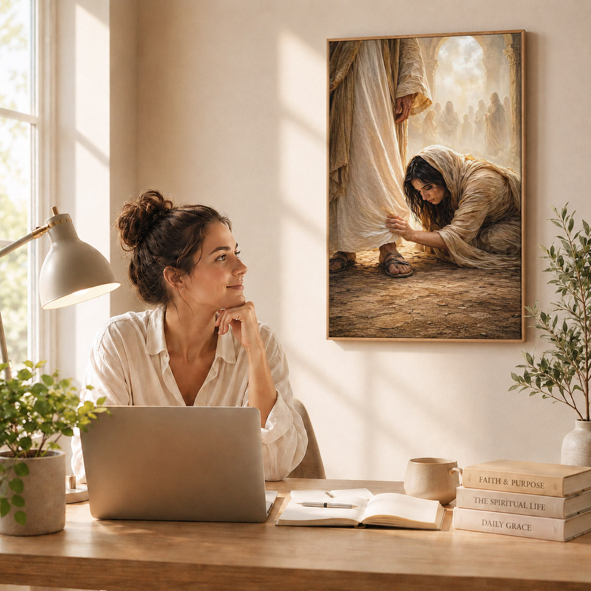 Faith in the Messiah – Touch of His Garment Christian Art Poster/Canvas
