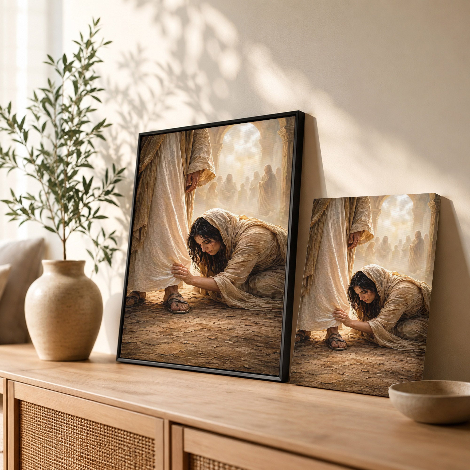 Faith in the Messiah – Touch of His Garment Christian Art Poster/Canvas