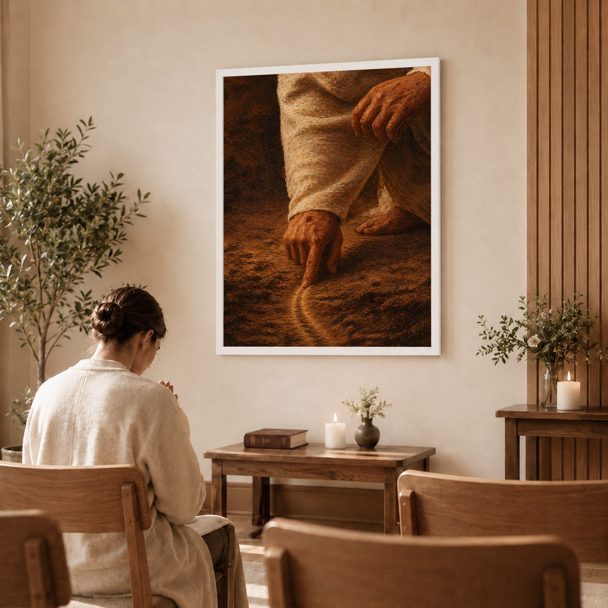 Jesus Drawing the Path - Walk by Faith Inspirational Christian Art Poster/Canvas