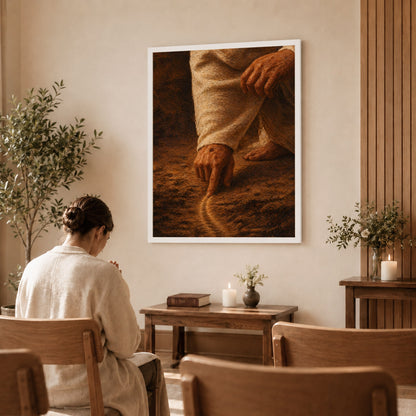 Jesus Drawing the Path - Walk by Faith Inspirational Christian Art Poster/Canvas