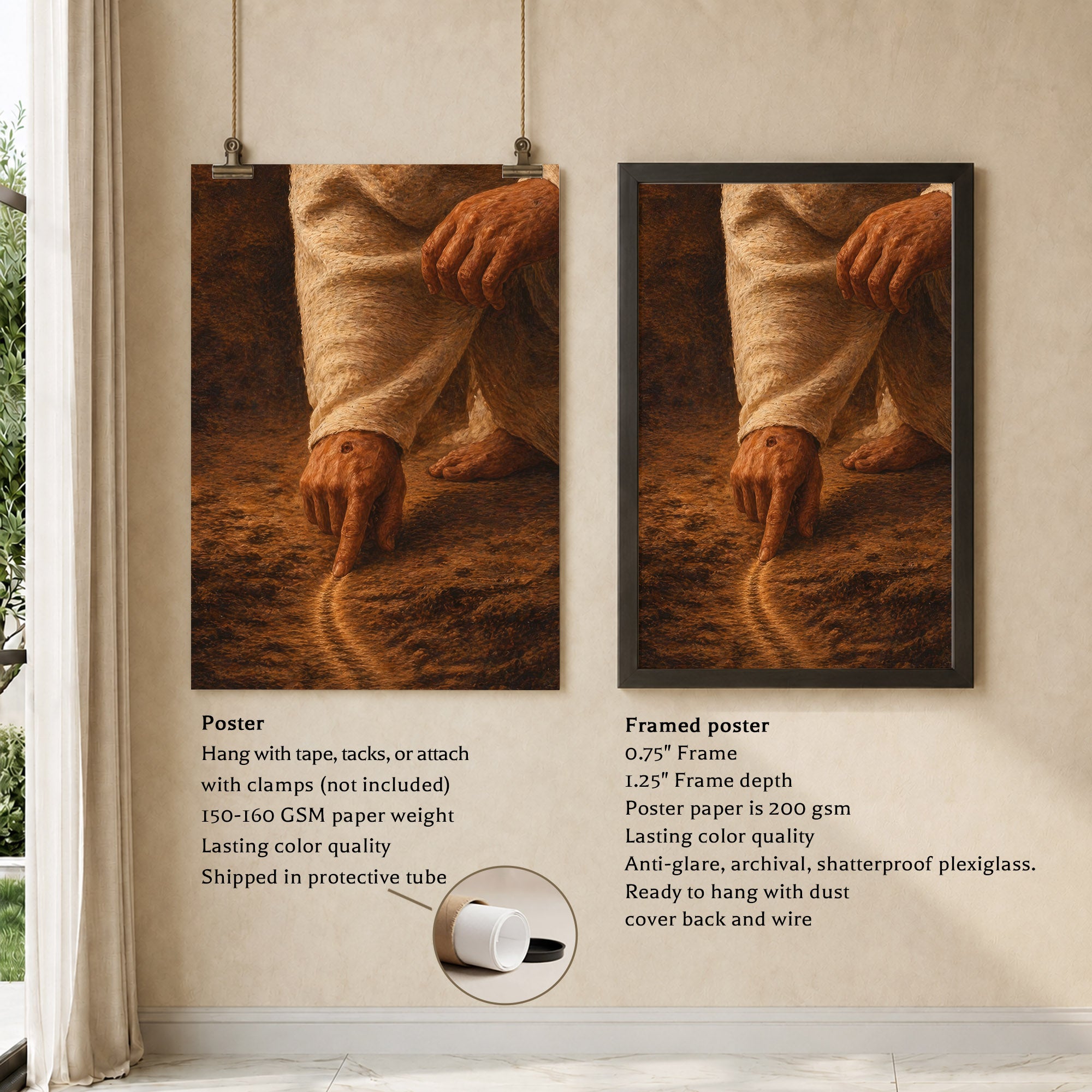 Jesus Drawing the Path - Walk by Faith Inspirational Christian Art Poster/Canvas