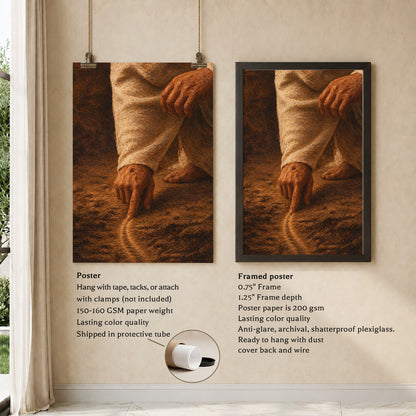 Jesus Drawing the Path - Walk by Faith Inspirational Christian Art Poster/Canvas