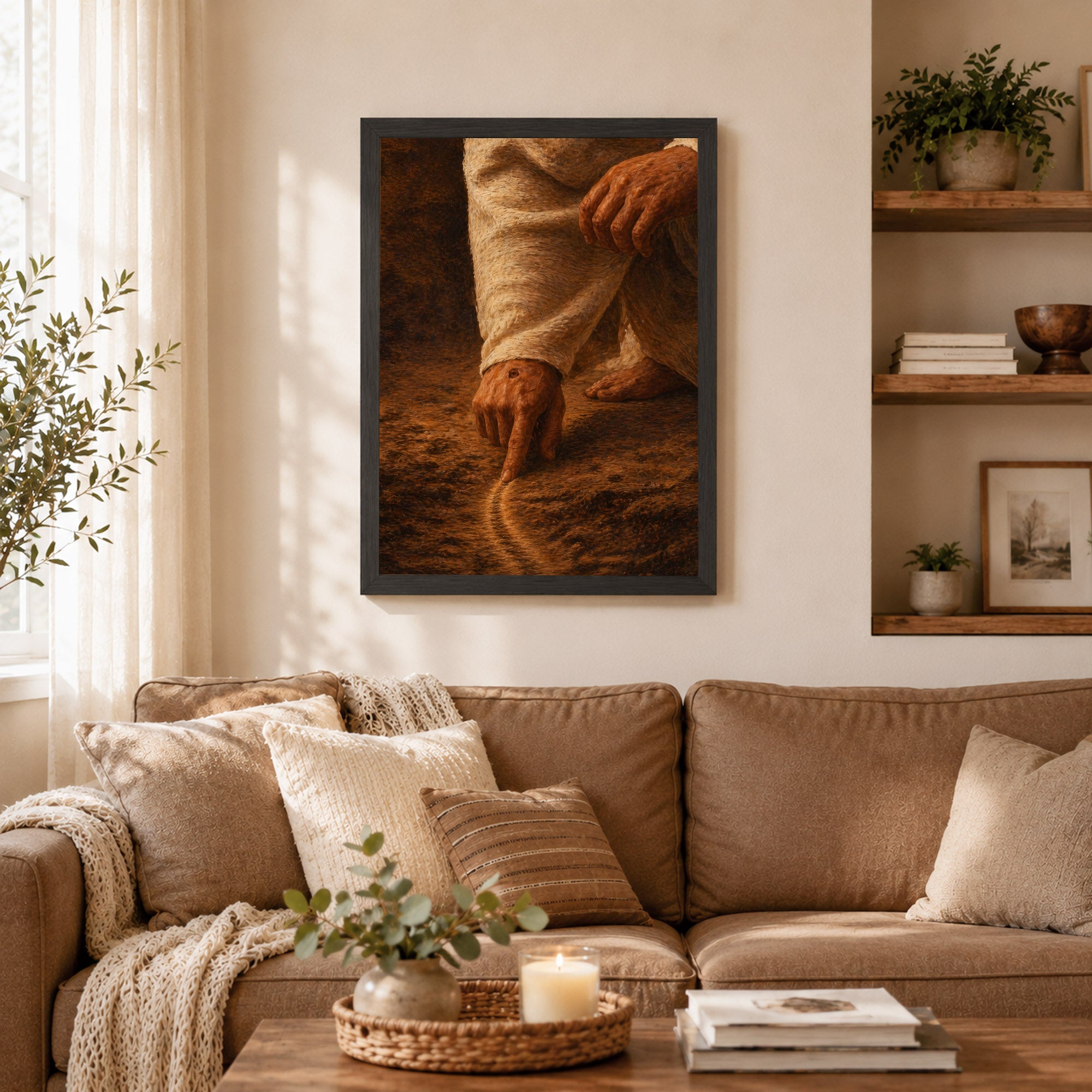 Jesus Drawing the Path - Walk by Faith Inspirational Christian Art Poster/Canvas