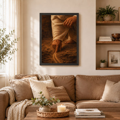 Jesus Drawing the Path - Walk by Faith Inspirational Christian Art Poster/Canvas