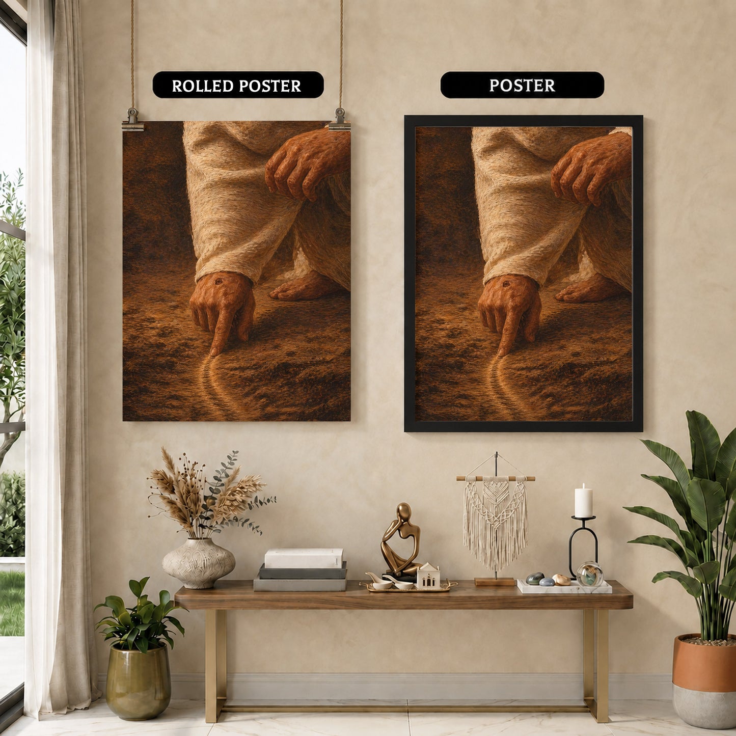 Jesus Drawing the Path - Walk by Faith Inspirational Christian Art Poster/Canvas