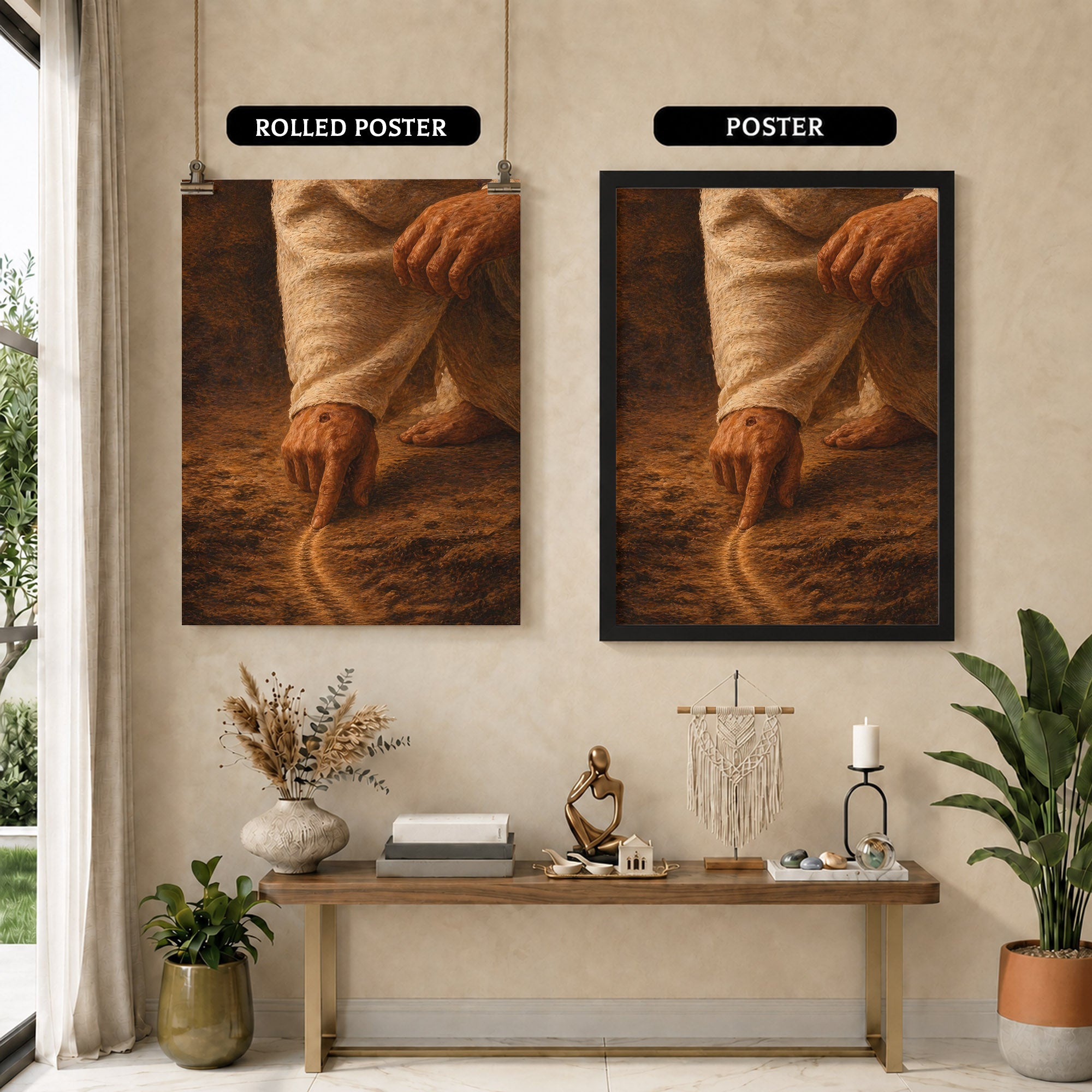Jesus Drawing the Path - Walk by Faith Inspirational Christian Art Poster/Canvas