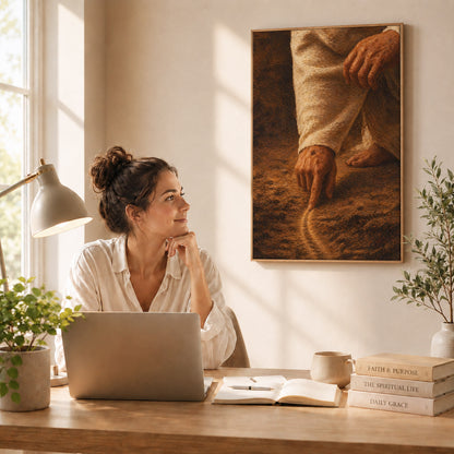 Jesus Drawing the Path - Walk by Faith Inspirational Christian Art Poster/Canvas