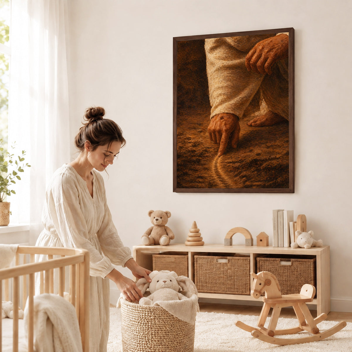 Jesus Drawing the Path - Walk by Faith Inspirational Christian Art Poster/Canvas