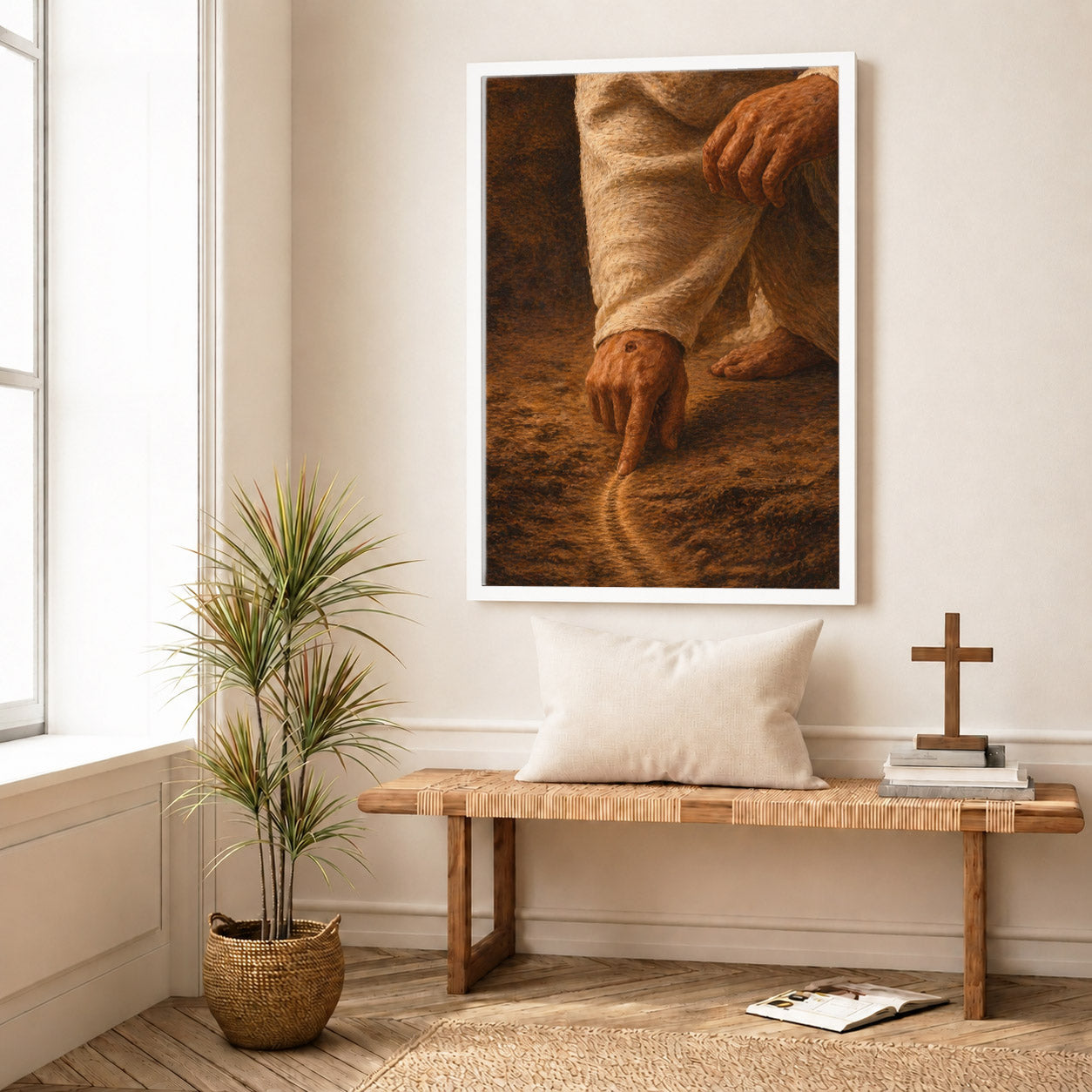 Jesus Drawing the Path - Walk by Faith Inspirational Christian Art Poster/Canvas
