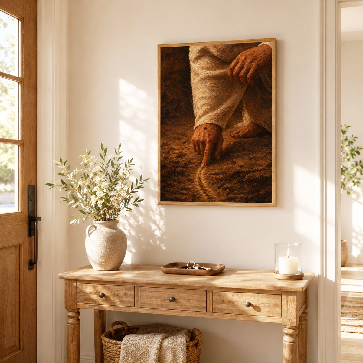 Jesus Drawing the Path - Walk by Faith Inspirational Christian Art Poster/Canvas