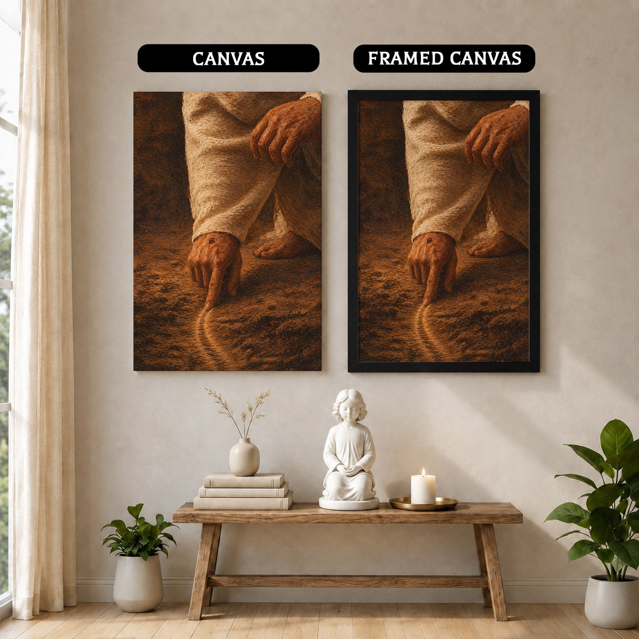Jesus Drawing the Path - Walk by Faith Inspirational Christian Art Poster/Canvas