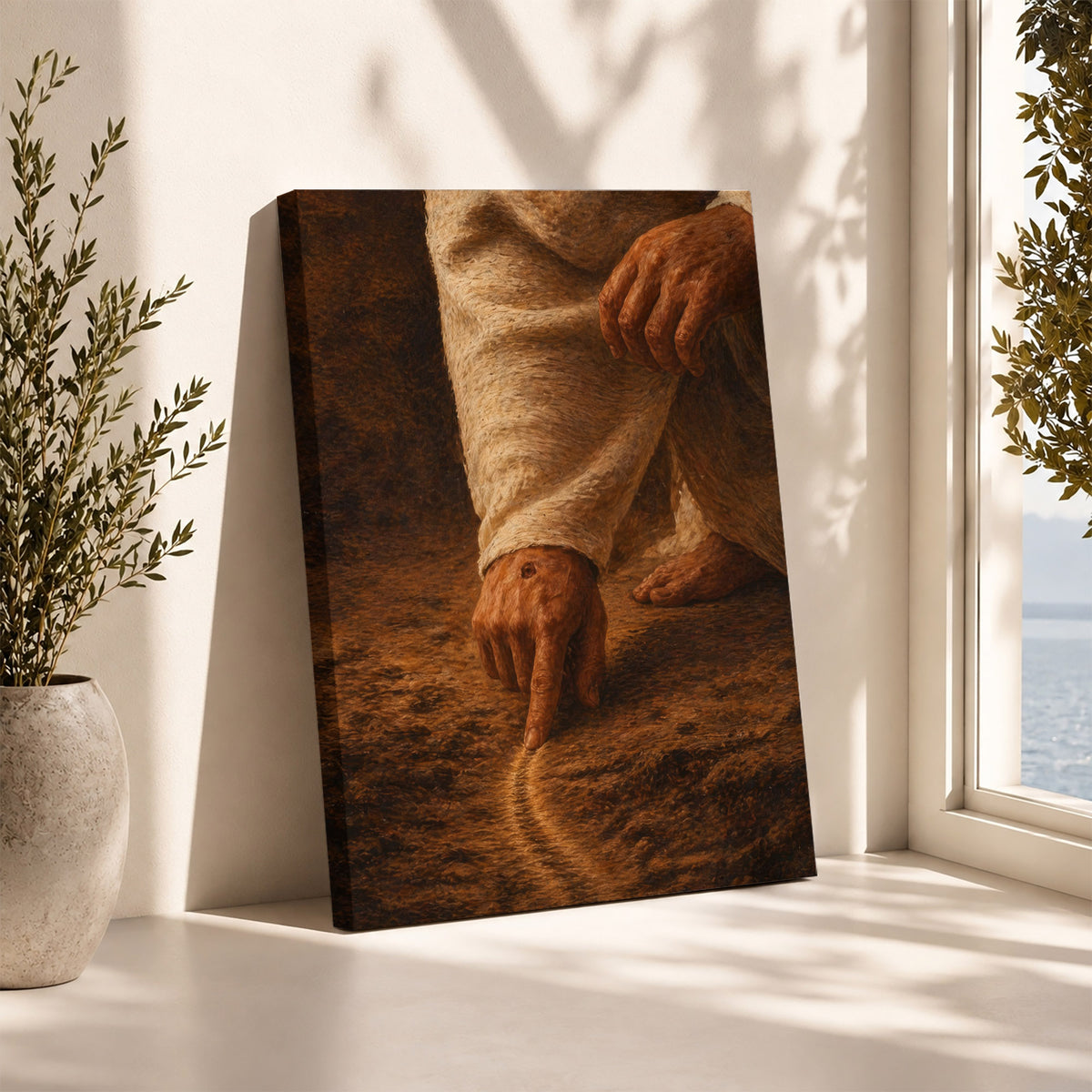 Jesus Drawing the Path - Walk by Faith Inspirational Christian Art Poster/Canvas