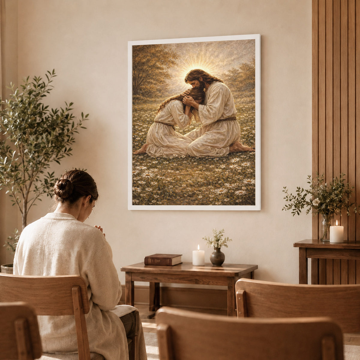 Jesus Comforting the Broken Prayer Poster/Canvas