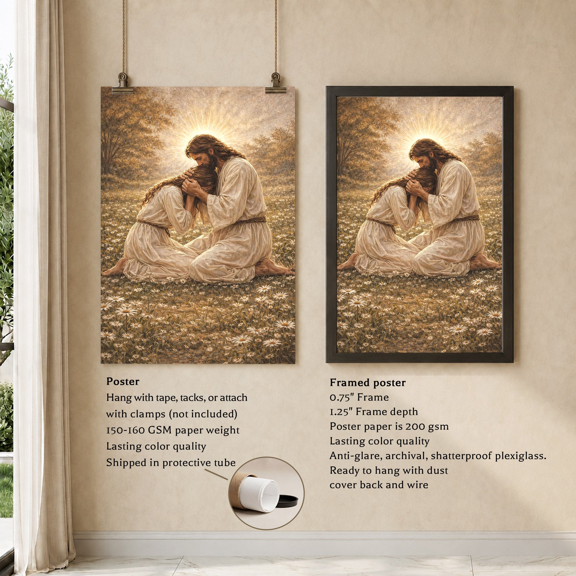 Jesus Comforting the Broken Prayer Poster/Canvas