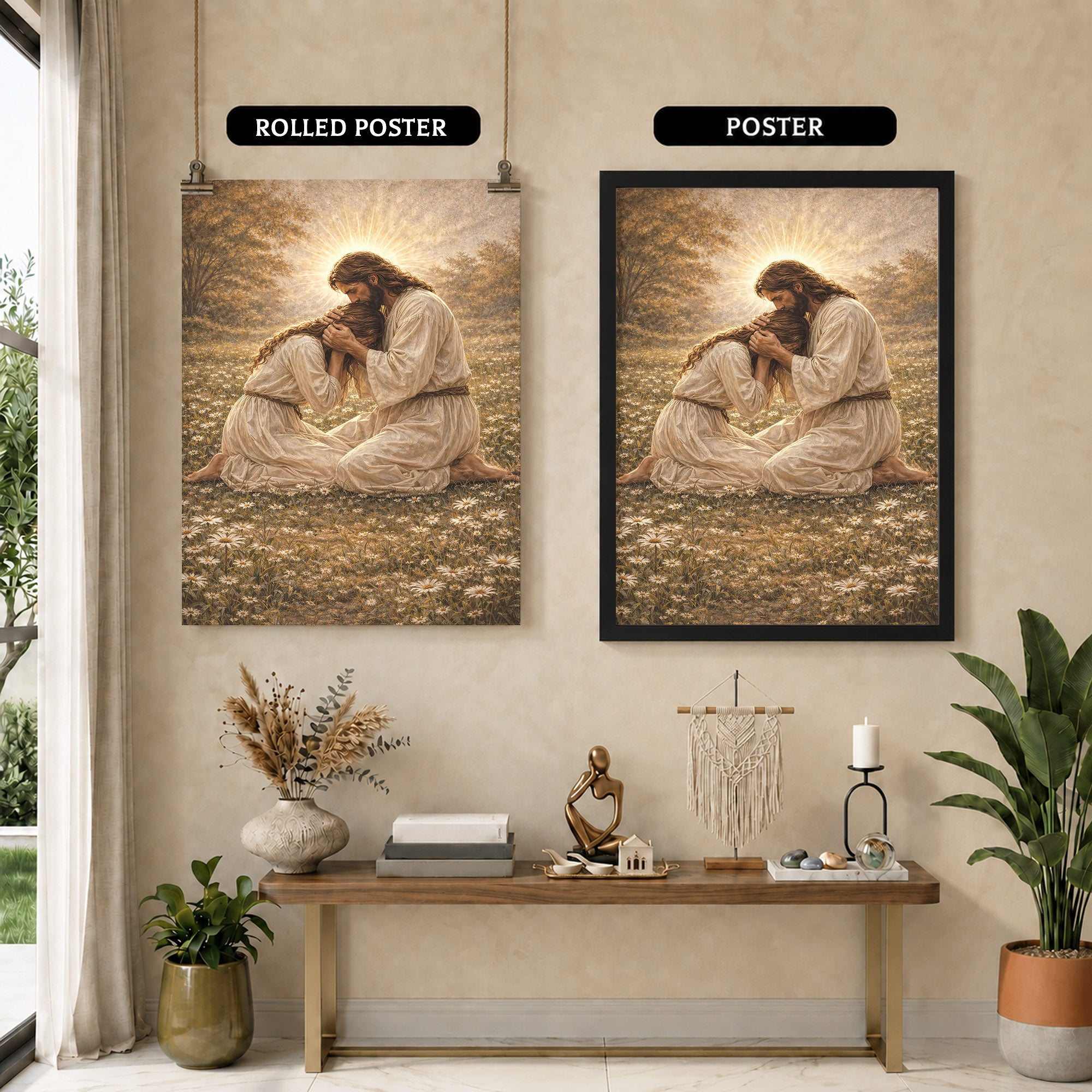 Jesus Comforting the Broken Prayer Poster/Canvas