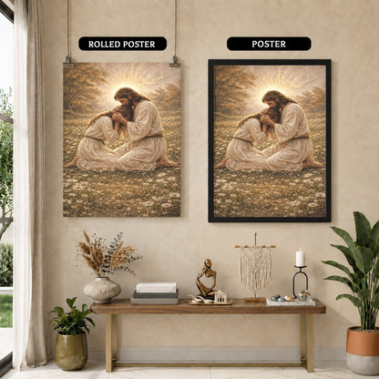 Jesus Comforting the Broken Prayer Poster/Canvas
