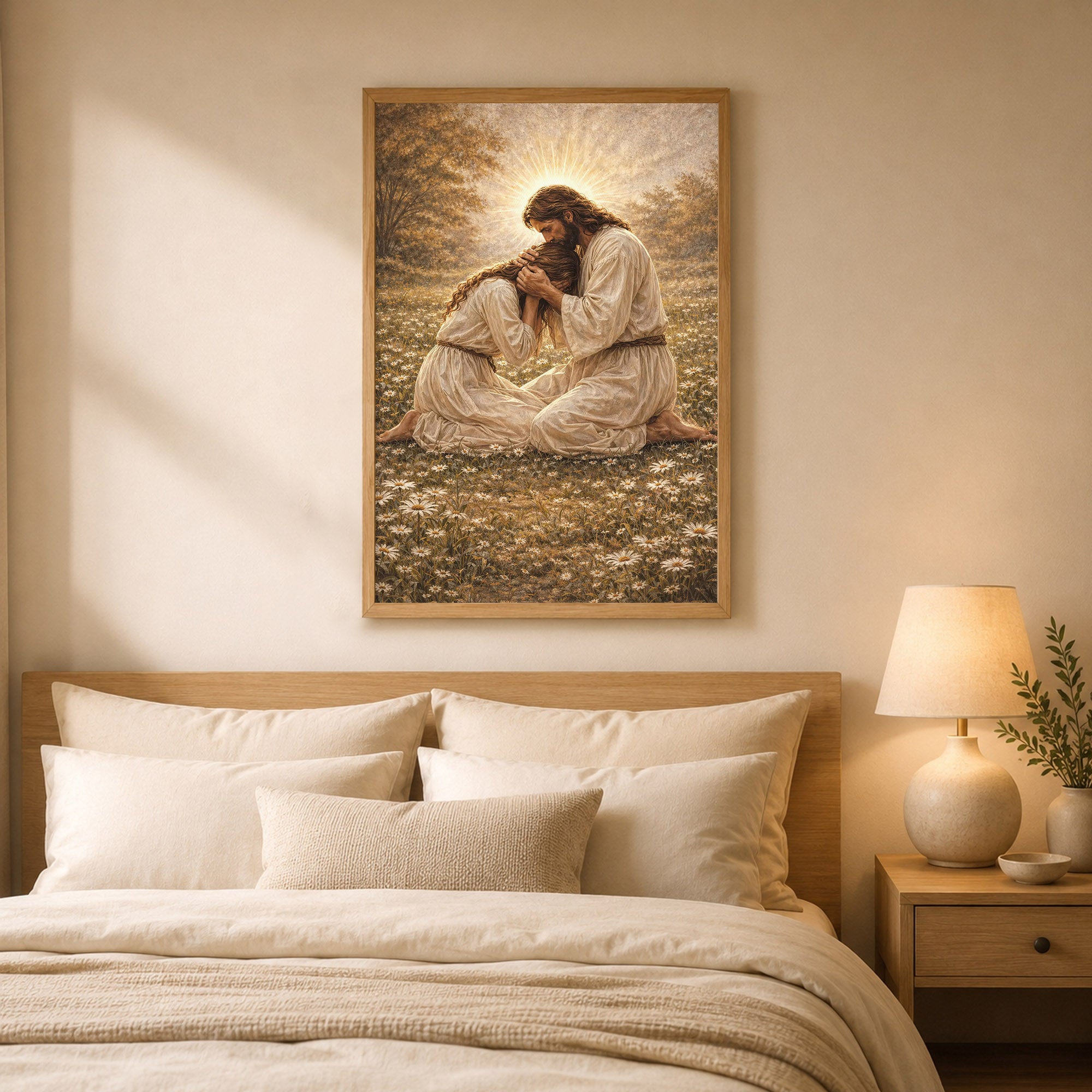 Jesus Comforting the Broken Prayer Poster/Canvas