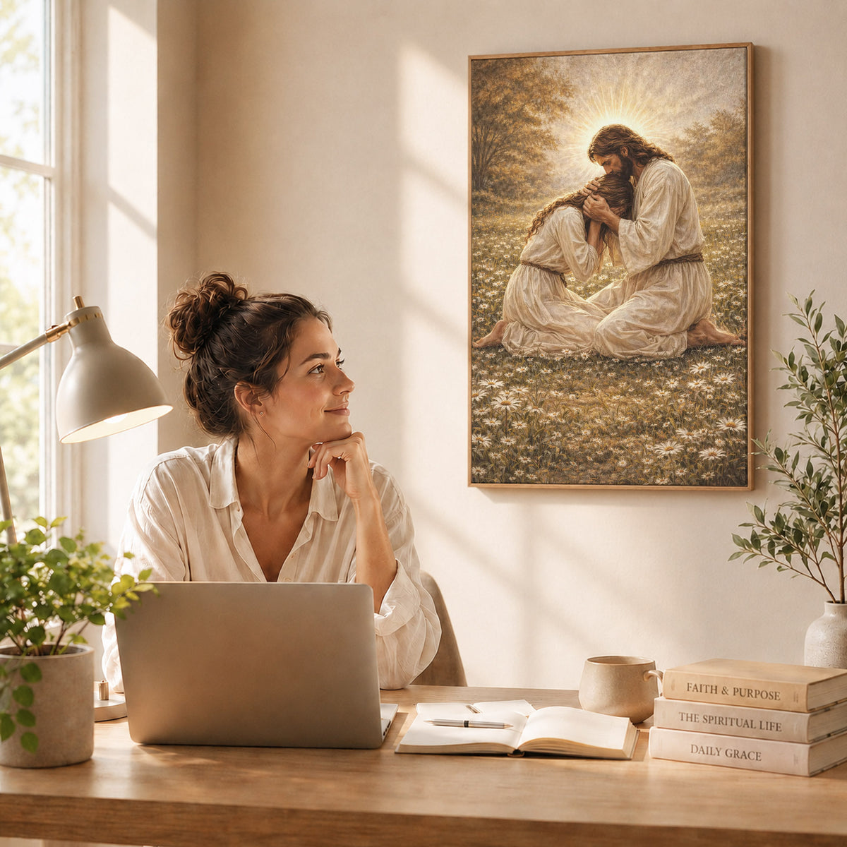 Jesus Comforting the Broken Prayer Poster/Canvas