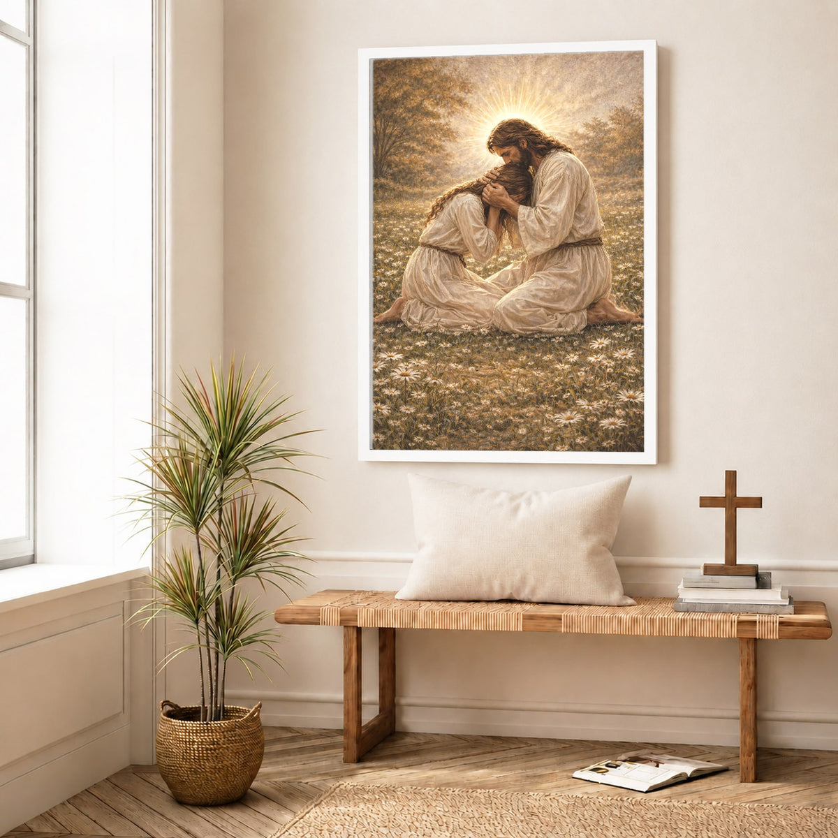 Jesus Comforting the Broken Prayer Poster/Canvas