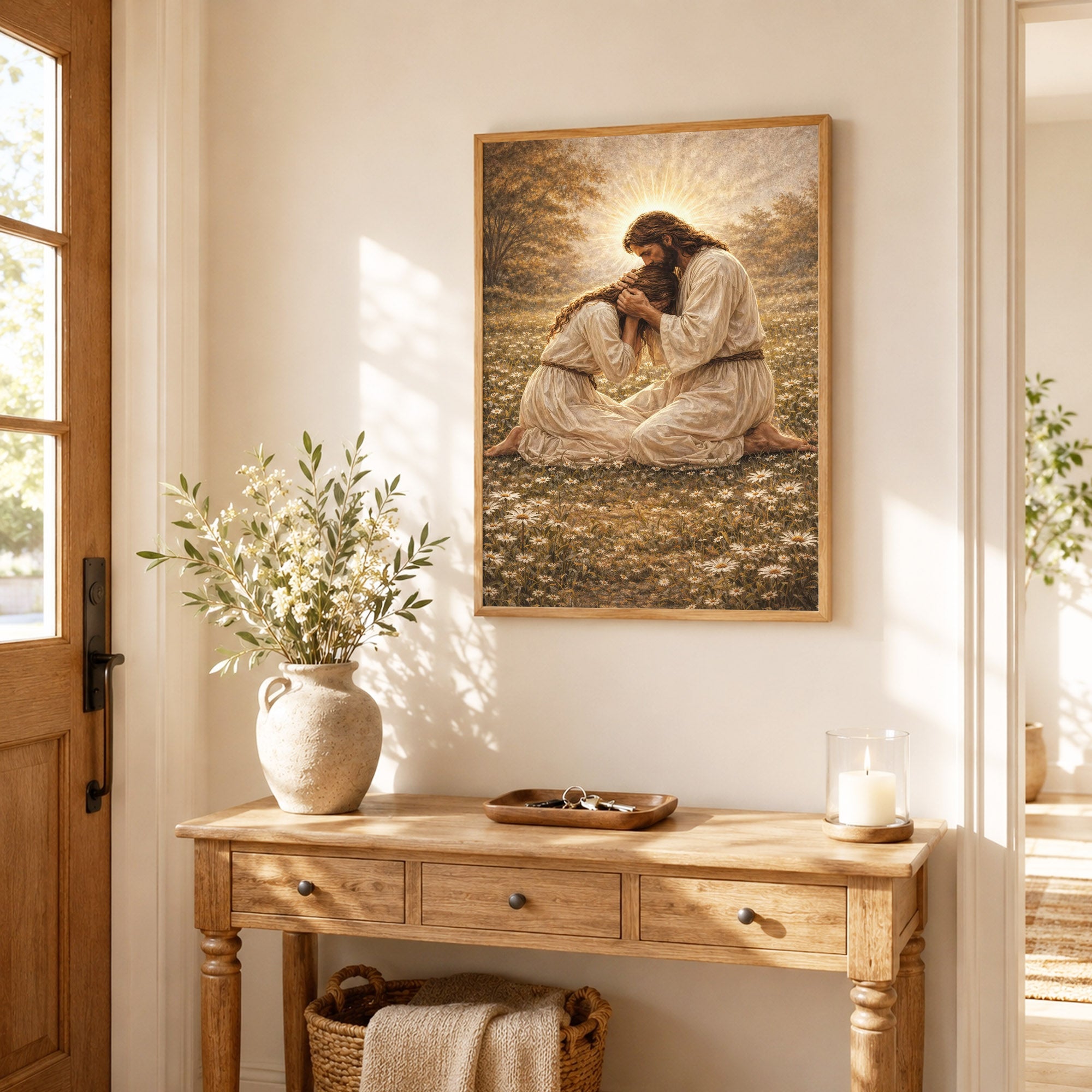 Jesus Comforting the Broken Prayer Poster/Canvas