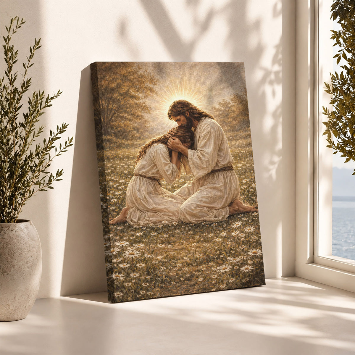Jesus Comforting the Broken Prayer Poster/Canvas
