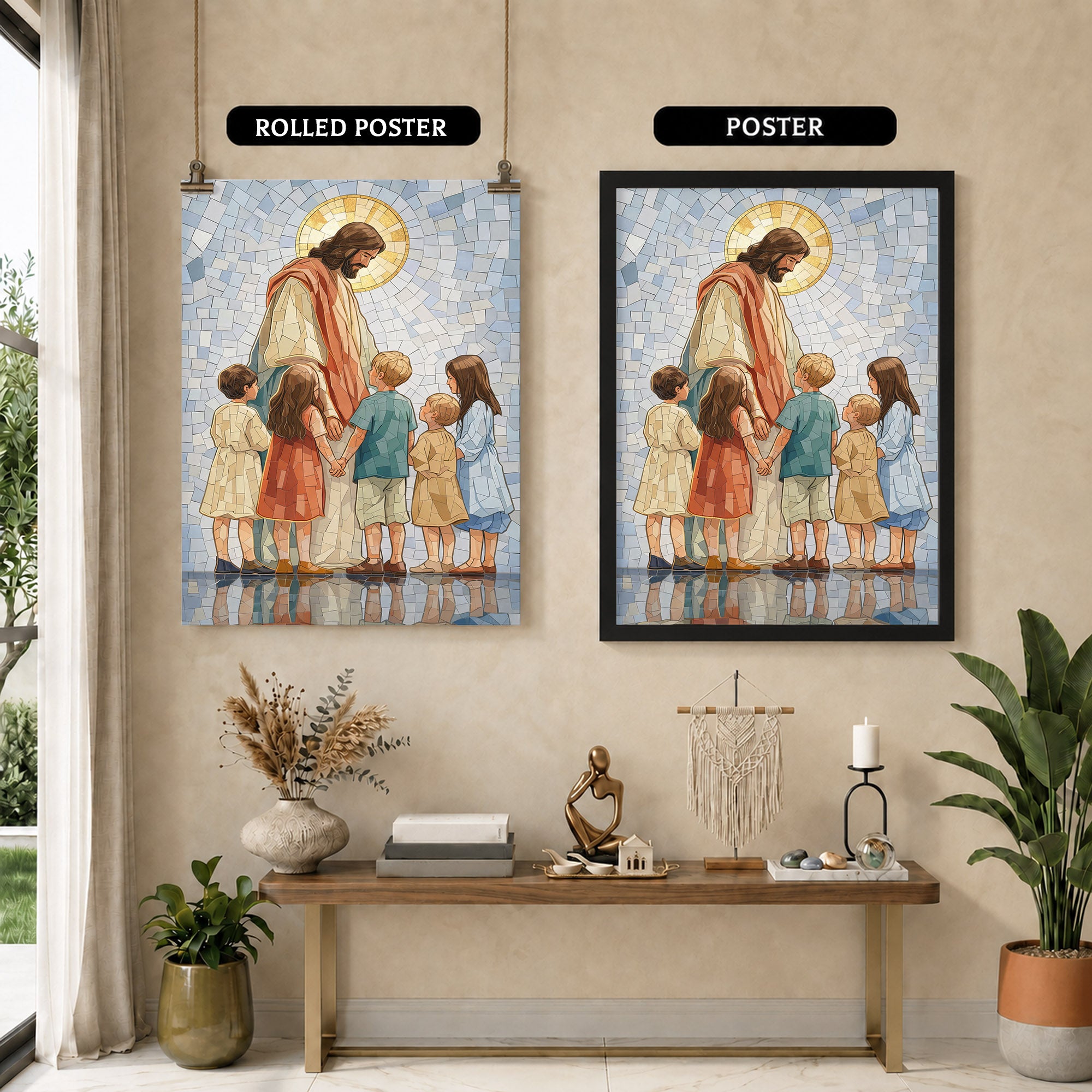Jesus With Little Children Mosaic Poster/Canvas