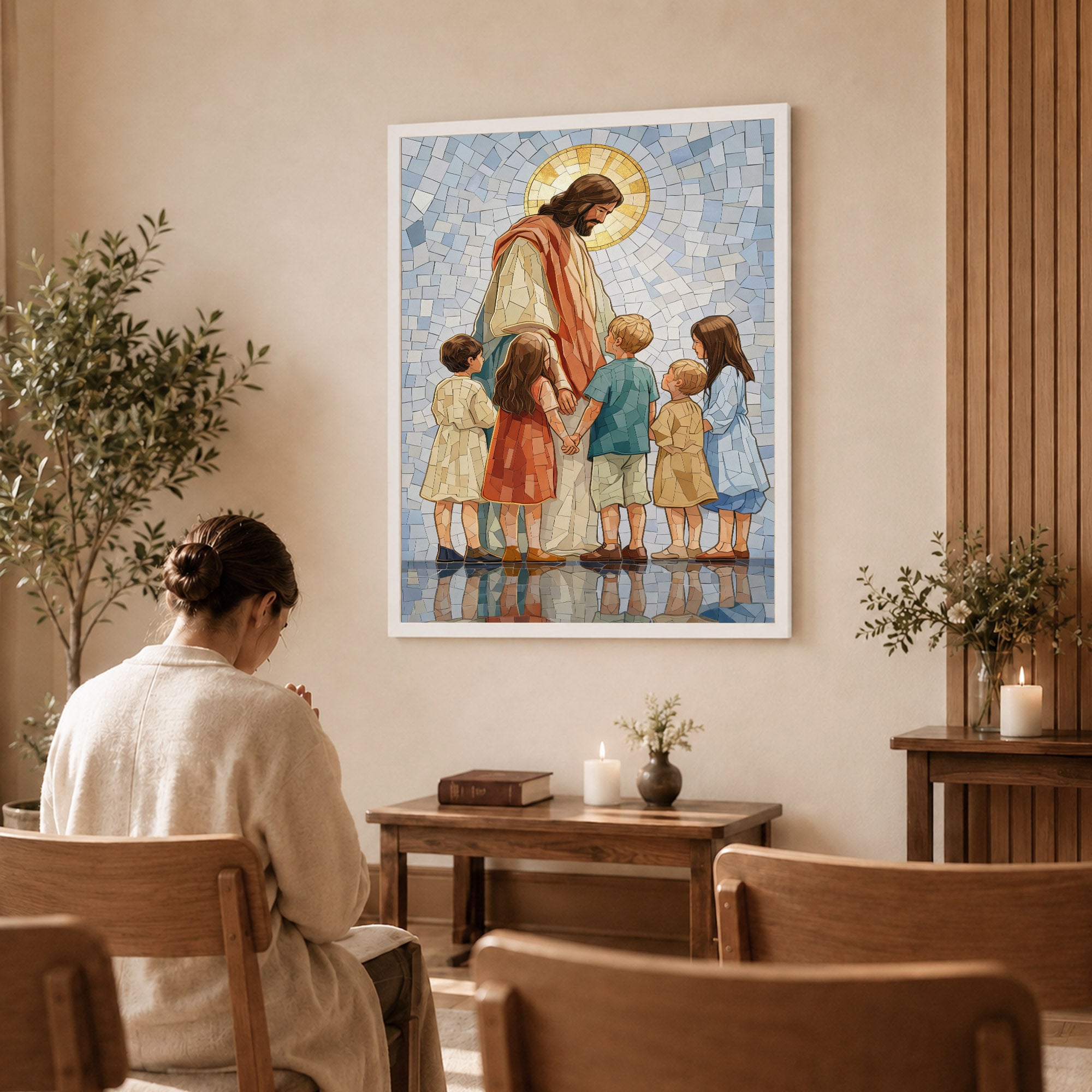 Jesus With Little Children Mosaic Poster/Canvas
