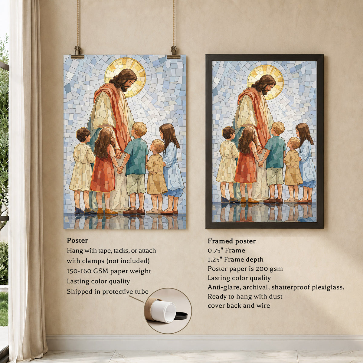 Jesus With Little Children Mosaic Poster/Canvas