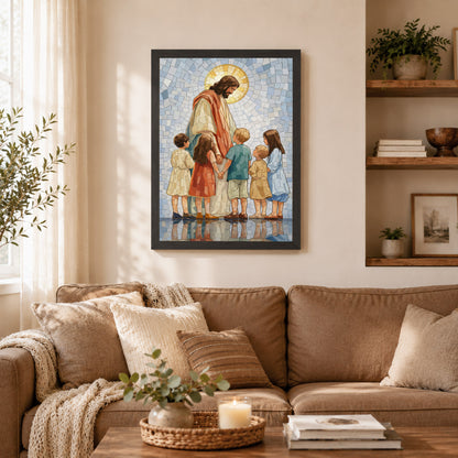 Jesus With Little Children Mosaic Poster/Canvas