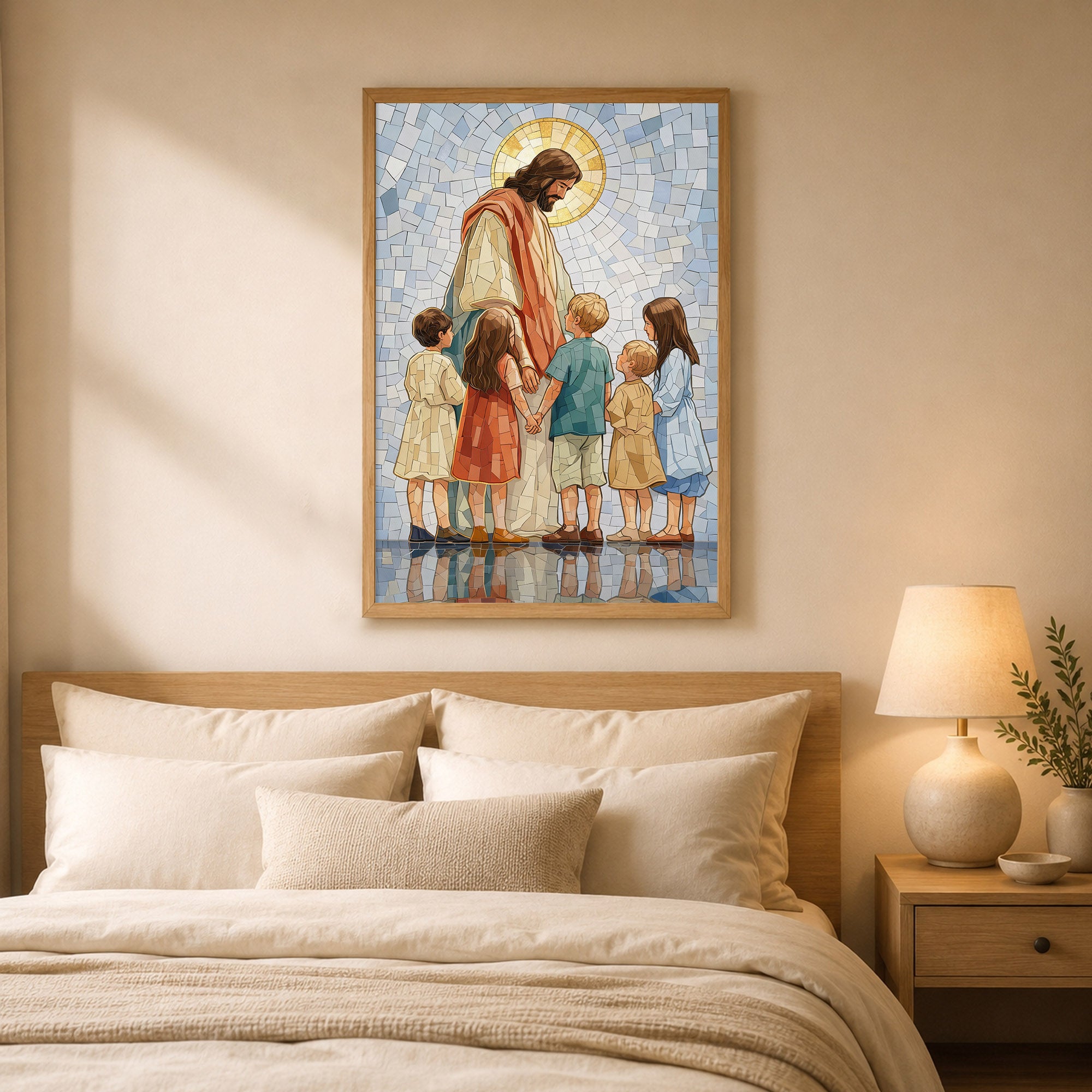 Jesus With Little Children Mosaic Poster/Canvas