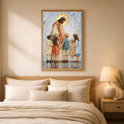 Jesus With Little Children Mosaic Poster/Canvas