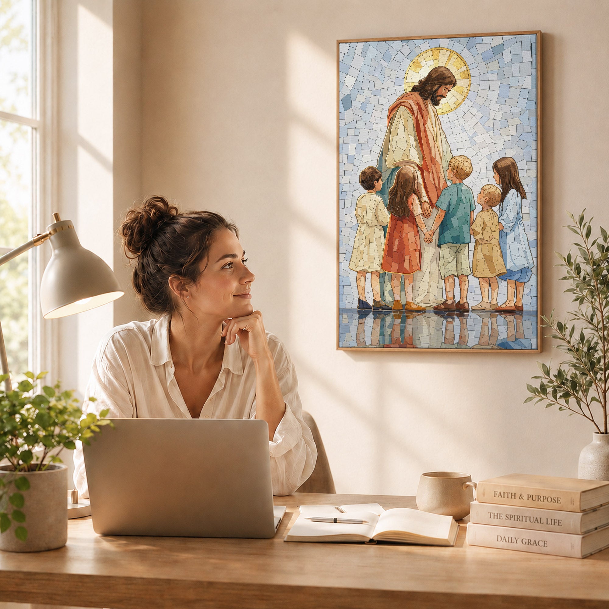Jesus With Little Children Mosaic Poster/Canvas