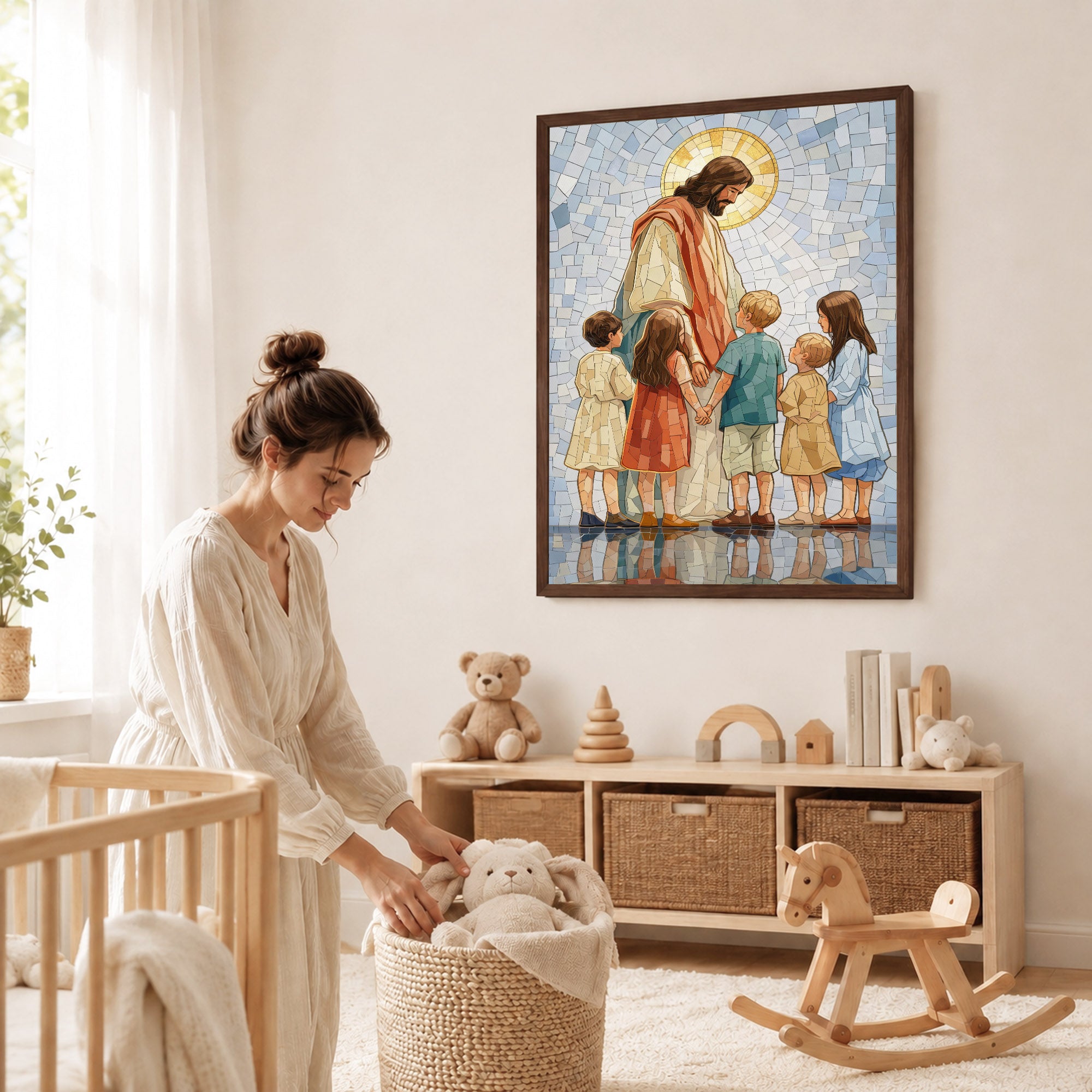 Jesus With Little Children Mosaic Poster/Canvas
